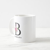 Blumenrosa Wasserfarben Bouquet Custom Monogram Kaffeetasse (Vorderseite Links)
