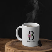 Blumenrosa Wasserfarben Bouquet Custom Monogram Kaffeetasse