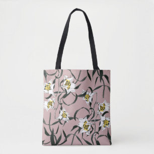 Blumenrosa: Watercolor, handGezeichnet Muster Tasche