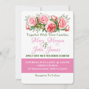 Blumenrosa, Weiß & Grün Einladung zur Hochzeit
