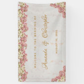 Blumenrosa Weiße Orchideen Marble Script Hochzeit Banner (Vertikal)