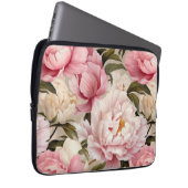 Blumenrosa Weiße Peonblumen Weibliche Designer Laptopschutzhülle (Vorne Rechts)