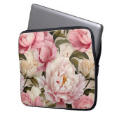 Blumenrosa Weiße Peonblumen Weibliche Designer Laptopschutzhülle (Vorderseite Links)