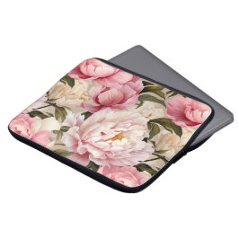 Blumenrosa Weiße Peonblumen Weibliche Designer Laptopschutzhülle