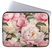 Blumenrosa Weiße Peonblumen Weibliche Designer Laptopschutzhülle (Vorderseite)