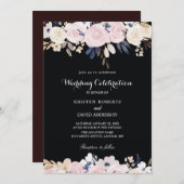 Blumenrosa, weiße und schwarze Einladungen zur Hoc (Vorne/Hinten)