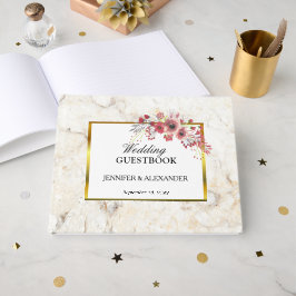 Blumenrosa, weißer Marmor Hochzeit Gästebuch
