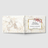 Blumenrosa, weißer Marmor Hochzeit Gästebuch (Voll)