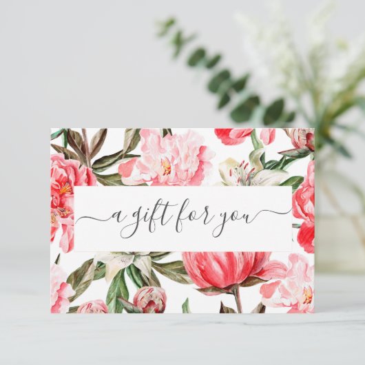 Blumenrosa Weißes Business-Geschenkgutschein (Stehend Vorderseite)