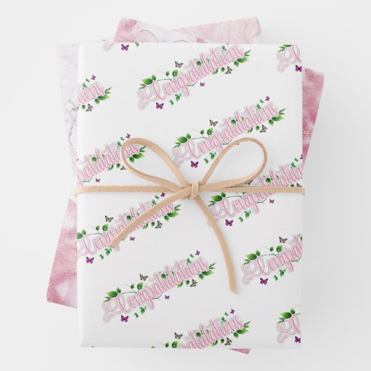 Blumenrosa Wrapping Paper Flat Sheet Set 3 Geschenkpapier Set (Beispiel)