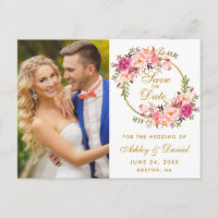 Blumenrosa Wreath Gold Save the Date Foto