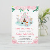 Blumenrosa Zirkus Geburt Einladung (Stehend Vorderseite)