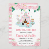 Blumenrosa Zirkus Geburt Einladung (Vorne/Hinten)