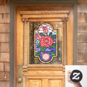 Blumenrose Falsches Buntglas Dekorative Privatsphä Fensteraufkleber