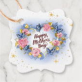 Blumenrose Schmetterling Herz Frohen Muttertag Geschenkanhänger (Vorderseite)