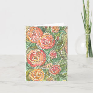 Blumenrosen Aquarell Leere Karte