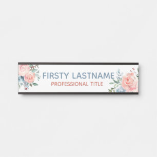 Blumenrosen Bürotürschild Namensschild