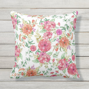 BlumenRosen des modernen rosa korallenroten grüne Kissen Für Draußen