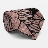 BlumenRosen-GoldBlumen und -Blätter, die Schwarzes Krawatte (Gerollt)