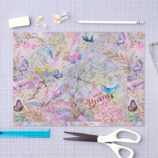 BlumenRosen-GoldDecoupage Seidenpapier (Handwerk)