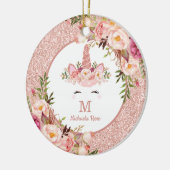 BlumenRosen-Goldunicorn-1. erstes WeihnachtsFoto Keramik Ornament (Links)