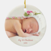 BlumenRosen-Goldunicorn-1. erstes WeihnachtsFoto Keramik Ornament (Hinten)