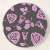 BlumenRosen-Hintergrund Sandstein Untersetzer (Vorne)