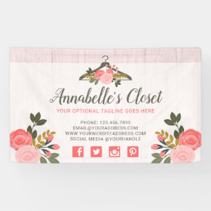 Blumenrosenkleiderbügel Schrank Mode Boutique Banner