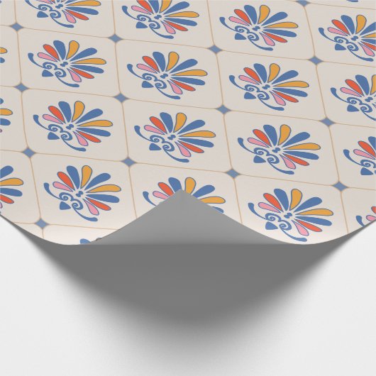 Blumenrost/Azulejo Tile Grip Wrapping Paper Geschenkpapier (Ecke)