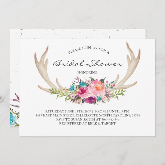 Blumenrost Boho Dusche Einladung (Vorne/Hinten)