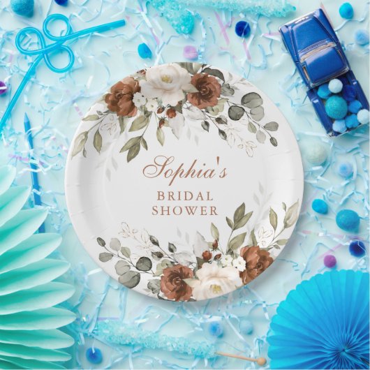 Blumenrost Creme Greenerity Gold Brautparty Pappteller (Party)