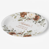 Blumenrost Creme Greenerity Gold Brautparty Pappteller (Schrägansicht)