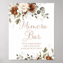 Blumenrost Creme Grüne Wedding Mimosa Bar Sign Poster