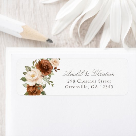 Blumenrost Greenery Peach Return Address Label (Insitu)