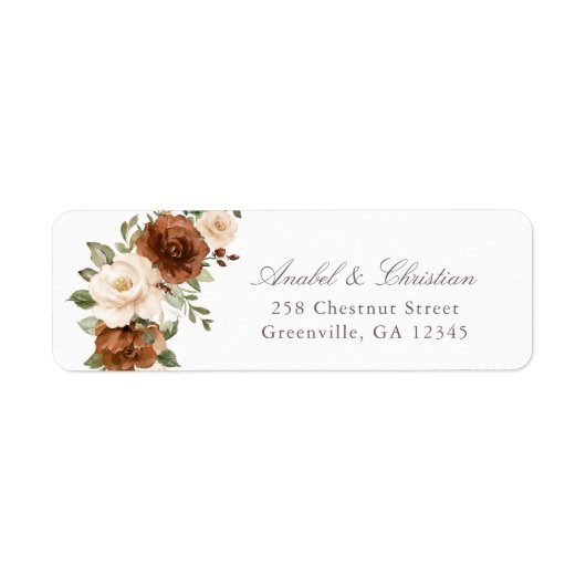 Blumenrost Greenery Peach Return Address Label (Vorne)