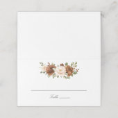 Blumenrost Peach Greenerity Elegante Hochzeit Platzkarte (Außenseite Aufgefaltet)