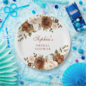 Blumenrost Peach Greenerity Gold Brautparty Pappteller (Party)