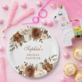 Blumenrost Peach Greenerity Gold Brautparty Pappteller (Party)