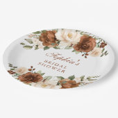 Blumenrost Peach Greenerity Gold Brautparty Pappteller (Schrägansicht)