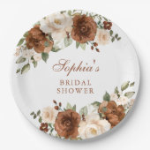 Blumenrost Peach Greenerity Gold Brautparty Pappteller (Vorderseite)