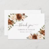 Blumenrost Peach Greenerity Wedding Dankeschön Kar Dankeskarte (Vorne/Hinten)
