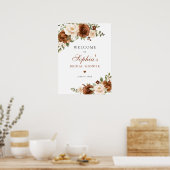 Blumenrost Peach Greenery Orange Brautparty Poster (Küche)