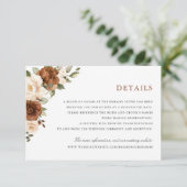 Blumenrost Pfirsichgrün Hochzeitdetails Beilage Einladung (Stehend Vorderseite)