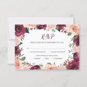 Blumenrot Burgund Rose Hochzeit an der Grenze RSVP Karte