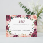 Blumenrot Burgundy Rose Border Wedding RSVP Karte (Stehend Vorderseite)