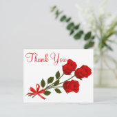Blumenrot Danke Rose Blume - Hochzeit Liebe Postkarte (Stehend Vorderseite)