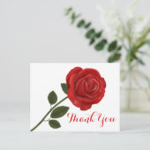 Blumenrot Danke Rose Blume - Hochzeit Liebe Postkarte (Stehend Vorderseite)
