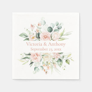 Blumenrot Eleganter Name Hochzeit Napkins Serviette