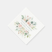 Blumenrot Eleganter Name Hochzeit Napkins Serviette (Ecke)
