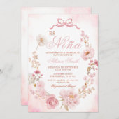 Blumenrot Es Nina Spanische Baby Dusche Einladung (Vorne/Hinten)